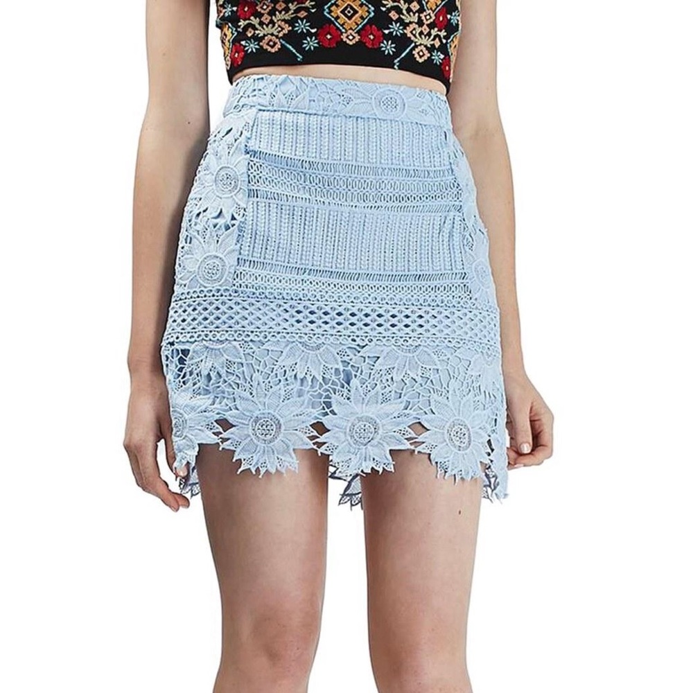 Topshop flower lace mini skirt